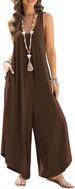"Women's Sleeveless V-Neck Wide Leg Jumpsuit With Pockets - Summer Casual Romper For European & American Style"_ecoleips.com