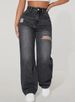 Women's Clothing Washed Hole Denim Trousers_ecoleips.com