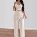 Women's Fashion 2025 New V-neck Camisole And Apricot Casual Wide-leg Pants Two-piece Set_ecoleips.com