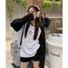 Contrasting Color Ragged Long-sleeved Loose T-shirt Women's Autumn High-end Embroidered Casual Top Round Neck Inner Bottoming Shirt_ecoleips.com