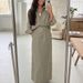 Spring Fashion High Waist Skirt Set For Women Lapel Loose Long Sleeve Shirt Style Clothing_ecoleips.com