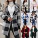 Women's Longline Plush Hooded Cardigan With Pockets - Cozy Fall Winter Fleece Open Front Coat In Checkered Pattern, Loose Fit Streetwear_ecoleips.com
