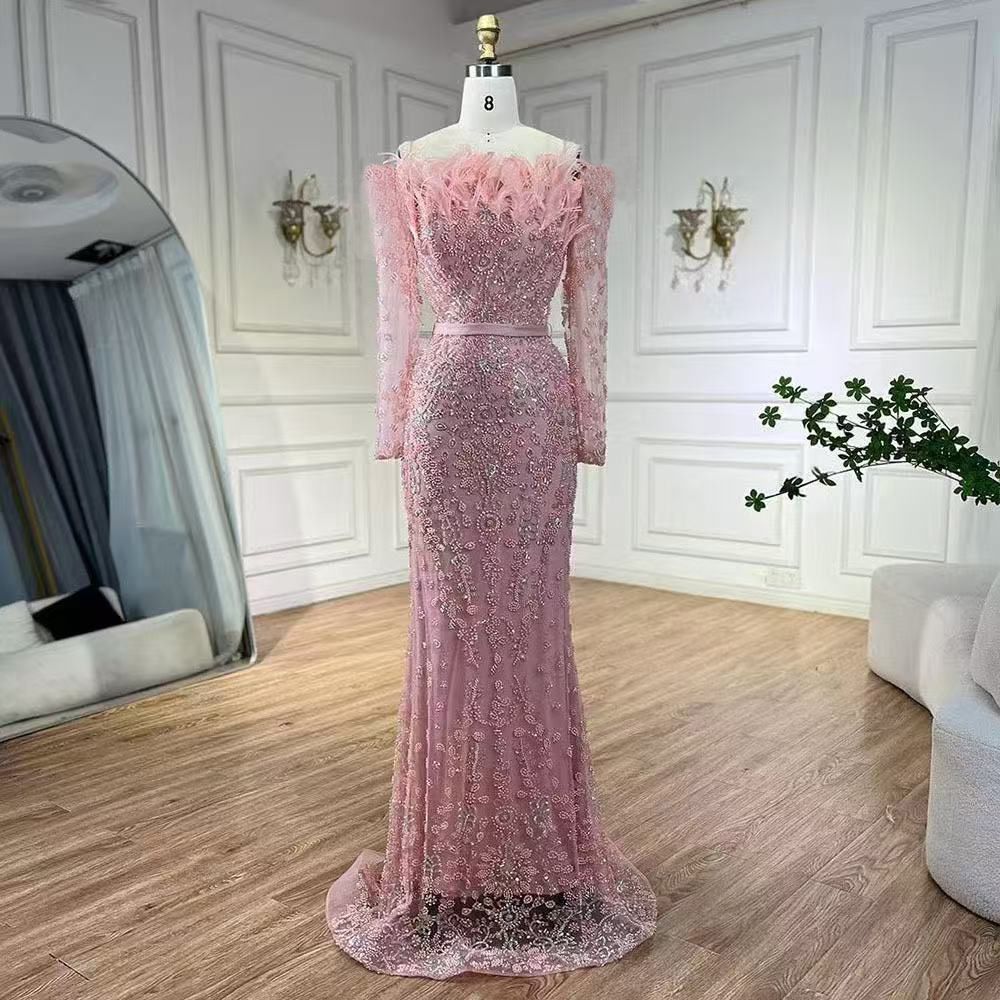 Women's Clothing One Shoulder Feather Fishtail Dress Light Luxury Elegant Temperament Celebrity Banquet Host Evening Dress_ecoleips.com