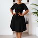 Elegant round Neck Short Sleeve A-Line Dress for Women Versatile Breathable Polyester Blend Work Casual Wear_ecoleips.com