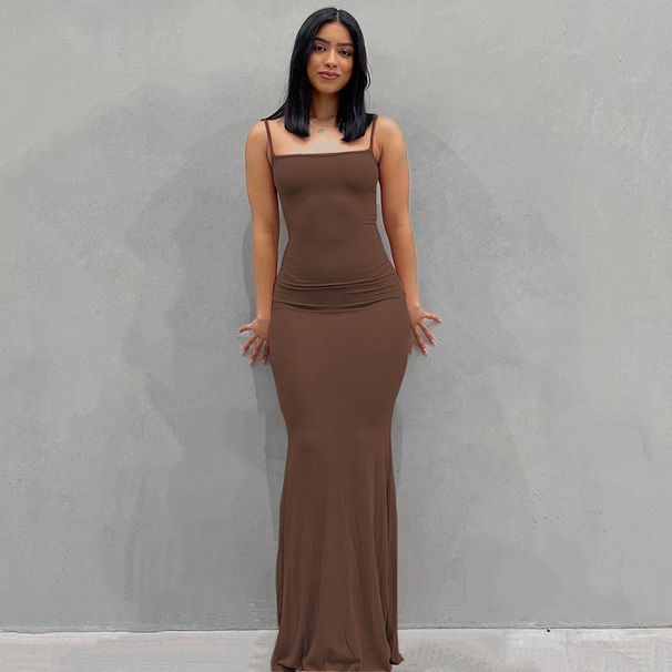 Women's Clothing Dress Casual Slim Sling Home Dress Long Dress_ecoleips.com
