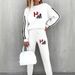 Men's & Women's Casual Letter Print Sweatshirt Set - Long Sleeve Pullover Hoodie & Joggers - Soft Polyester Comfort Fit (White/Black, S-Xxl)_ecoleips.com