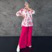 Women's Clothing New Casual Long Sleeved Printed Shirt High Waist Slit Wide Leg Pants Suit_ecoleips.com