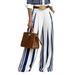 Blue & White Striped High-Waisted Wide-Leg Pants for Women Stretchy Comfortable Flowy Office Trousers S to XXL_ecoleips.com