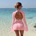 New European And American Women's Fashion Beach Style Sexy Bikini Lace Hollow Out Bodycon Dress Set For_ecoleips.com
