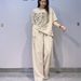 Cross-border European And American Plus-size Women's Clothing: Rhinestone Round-neck Short-sleeve Top + Long Two-piece_ecoleips.com