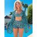 Women's Plus Size Floral Print 3-Piece Swimsuit Set Long Sleeve Rash Guard Swimwear Quick Dry Uv Protection Conservative Design_ecoleips.com