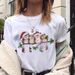 Merry Christmas Tree Santa Claus Cartoon Short Sleeve Plus Size Casual Retro Women's T-Shirt_ecoleips.com