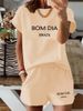 Women's Clothing Casual Letter Print Sportswear Set Short Sleeved Top & Shorts Spring/Autumn Summer Fashion_ecoleips.com
