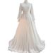 Women's Clothing Elegant Modest Muslim Wedding Dress With High Neck & Long Sleeves – Ivory White Chiffon Gown For Brides (US2-US16)_ecoleips.com