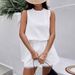 European And American 2025 Solid Color Backless White Burnt Flower Embroidered Vest Shorts Women's Summer Suit Two Piece Suit_ecoleips.com