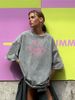 Fashion Womans Cotton Washed T-shirts The Devil's Moon Letter Prints Tops Casual O-Neck Oversize Tees Street Female Clothes_ecoleips.com