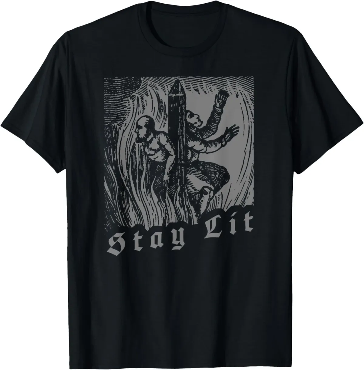 Women's T-Shirts Stay Lit Burning Witches Occult Satanic Witchcraft 666 T-Shirt_ecoleips.com