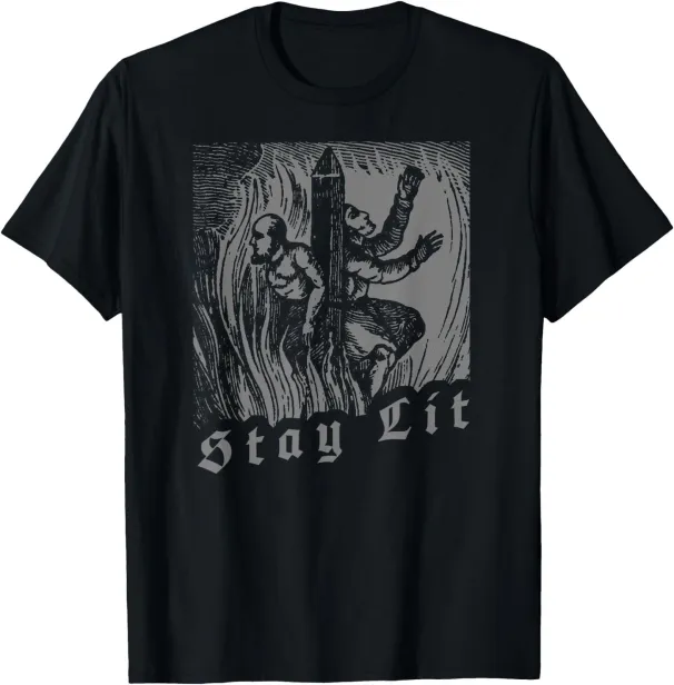 Women's T-Shirts Stay Lit Burning Witches Occult Satanic Witchcraft 666 T-Shirt_ecoleips.com