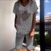Women's Clothing Summer Casual Fashion Loose Love Sequins Decorated Cotton And Linen Suit_ecoleips.com