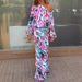 2025 Women's Autumn New Loose Printed Long Sleeve Off-Shoulder Top And Half-Length Mermaid Skirt Set_ecoleips.com
