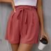Summer Hot Shorts, Fashionable, Casual, Refreshing, Comfortable, High Waisted, Solid Color Shorts For Women_ecoleips.com