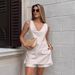 Women's Clothing Fashion V Neck Vest Top Shorts Suit Summer Khaki Workplace Two Piece Suit For Women_ecoleips.com