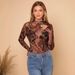 2026 Spring New Women's Paisley Print Stand Collar Mesh Long Sleeve T-Shirt Top From Cross-Border_ecoleips.com