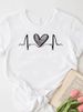 European And American Cross-border Foreign Trade Women's Clothing Heart Butterfly Print Round Neck Short-sleeve T-shirt_ecoleips.com