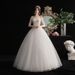 Champagne White Wedding Dress Mid Length Sleeves Slimming Lace New Style For Summer And Autumn_ecoleips.com