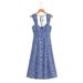 YPFF Trendy Women's Spring New European And American Style Square Neck Floral Print Back Tie Slim Fit Long Dress_ecoleips.com