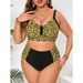 New 2025 European And American plus Size Bikini High Waisted Stylish Sexy Plaid Print Two Piece Swimsuit for Women_ecoleips.com