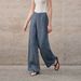 Women's Pure Linen Yarn Dyed Long Pants Spring Fashionable Versatile Loose Fitting Floor Length Wide Leg Slimming Pants 2026_ecoleips.com