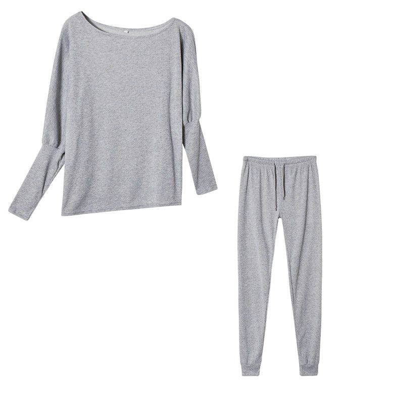 2024 European And American Foreign Trade Hot Sale Solid Color Fashion Casual Lace-Up Off-Shoulder Sports Pants Long Set_ecoleips.com