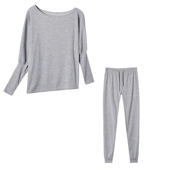 2024 European And American Foreign Trade Hot Sale Solid Color Fashion Casual Lace-Up Off-Shoulder Sports Pants Long Set_ecoleips.com