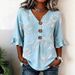 Summer Women's Wear: Cotton And Linen Round-Neck Button Cool Women's Short-Sleeved Top_ecoleips.com