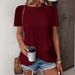 Women's Fashion Casual Solid Color T-Shirt Round Neck Short Sleeved Spring Summer New American_ecoleips.com