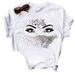 Fashionable European And American Spring-summer Eyelash Design Simple Plus-size Women's White Short-sleeve Top_ecoleips.com