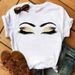 Euroean And American Cross-border Foreign Trade Clothing, Sexy Eyelash Rint Round-neck Short-sleeve Women's T-shirt_ecoleips.com