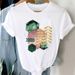 Cross-border Women's Top With Geometric Pattern, Short-sleeved Loose Plus-size T-shirt For Women_ecoleips.com