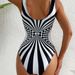 Women's Clothing Summer New Hot Style Sexy Sling One Piece Striped Swimsuit Quick Drying Swimsuit Suit_ecoleips.com