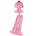 Korean Style Women's Knitted Ruffle Two Piece Set Slim Fit Elegant Summer Commuting Temperament Suit_ecoleips.com