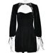 Women's New Hot Girl Solid Color Cuff Tie‑Up Open Back Sexy Slim Fit Bodycon Mini Dress_ecoleips.com