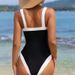 Women's Sexy One-Piece Swimsuit - European & American Color Matching Slimming Design With Belly Cover For Beach & Hot Spring_ecoleips.com