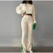Women's Long Sleeved Knitted Sweater And Trousers Suit Autumn Winter European American Style Cross Border Russian Fashion Top Bottom Set_ecoleips.com