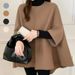 Women's Clothing Autumn And Winter New Style Coat For Women Cape Design Mid Length Cardigan Coat Plaid Tweed Coat 4 Colors_ecoleips.com