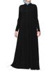Cross-border Arab Robe, Middle Eastern Foreign Trade Women's Solid Color Single-breasted Pullover Long-sleeve Dress_ecoleips.com