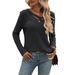 Women's 2025 Autumn/Winter New Loose And Casual V-neck Button Top Pit Striped T-shirt For Women_ecoleips.com