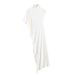 Women's Asymmetrical High Neck Pleated Sleeveless T-Shirt Style Slim Fit Base Layer Fashionable Elegant New Spring Summer_ecoleips.com