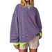 Women's Clothing Autumn And Winter Oversized Casual Thickened Striped Sweatshirt For Women_ecoleips.com