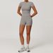 Women's Brushed Yoga Set Round Neck Slim Fit High Intensity Outdoor Running Sports Fitness Suit 8455_ecoleips.com